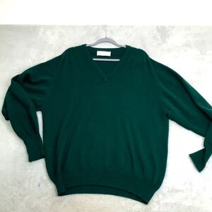 Lyle Scott Hunter Green V Neck Cashmere Sweater XL
